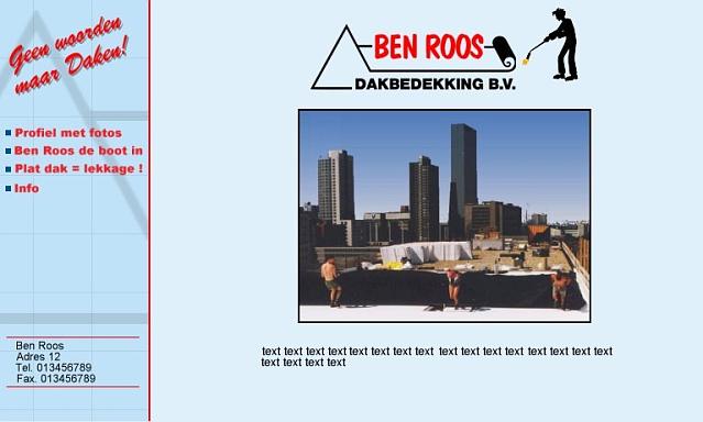 Ben Roos Dakbedekking B.V. ISP work, websites, portfolio, html