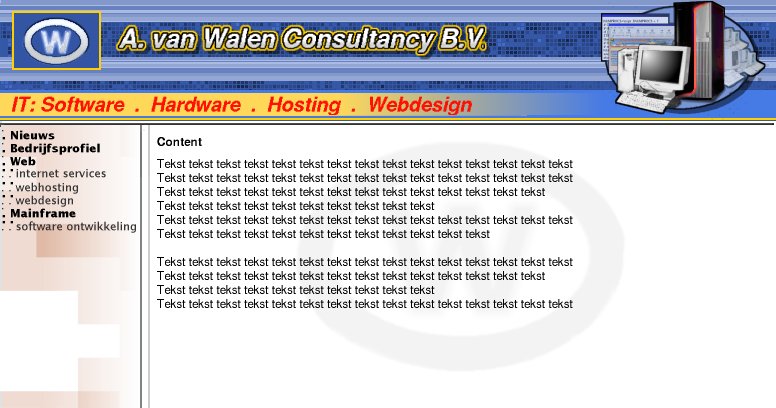 A. van Walen Consultancy B.V. freelance work, websites, portfolio, html,javascript